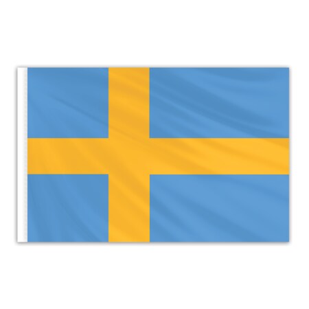 Sweden Indoor Nylon Flag 5'x8' With Gold Fringe